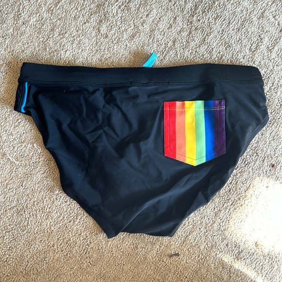 Brazilian Speedo Swim Briefs - blac and pride design pockets - Brand New - Picture 2 of 3